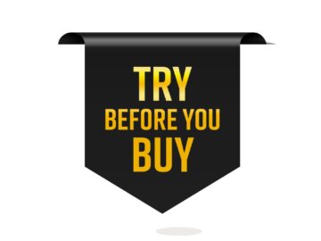 Scritta su sfondo nero "Try Before You Buy" - nuova strategia per gli ecommerce - Web Agency Perugia The Brick House